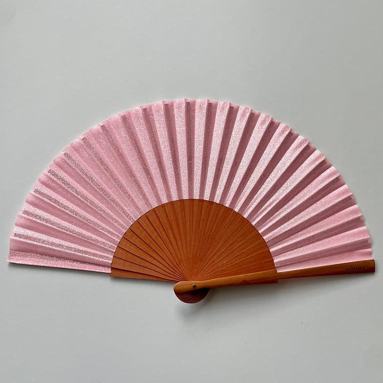 Éventail foncé pailletés - Rose pâle