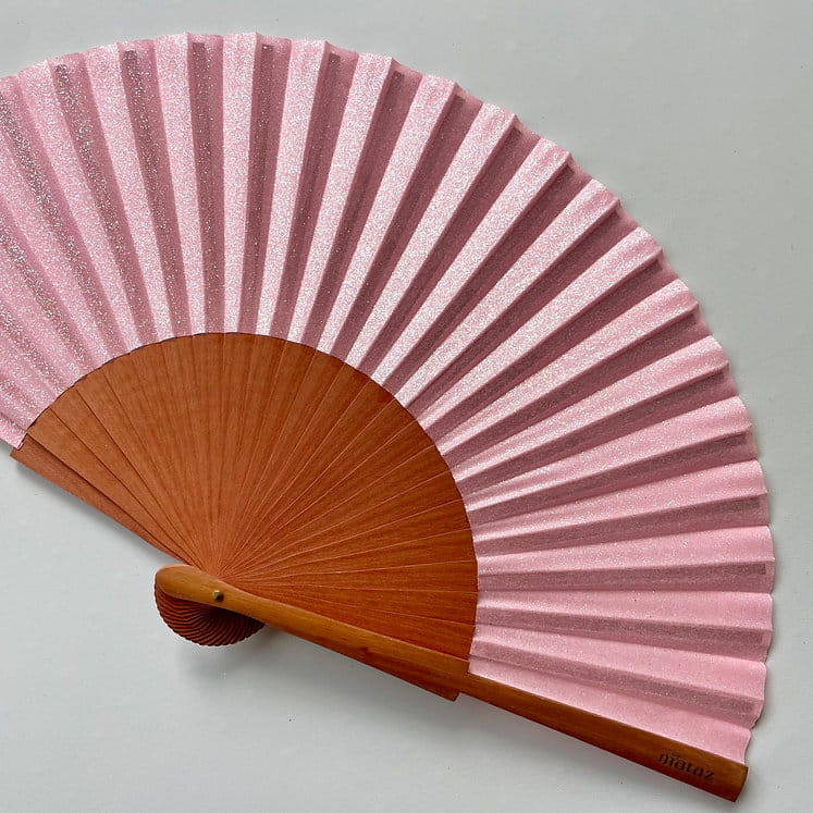 Éventail foncé pailletés - Rose pâle – Image 2
