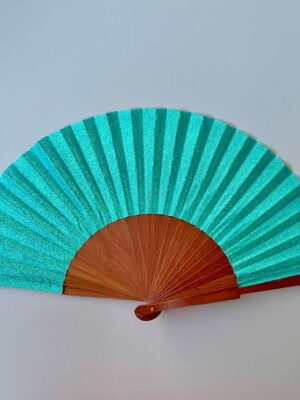 Éventail foncé pailletés - Turquoise