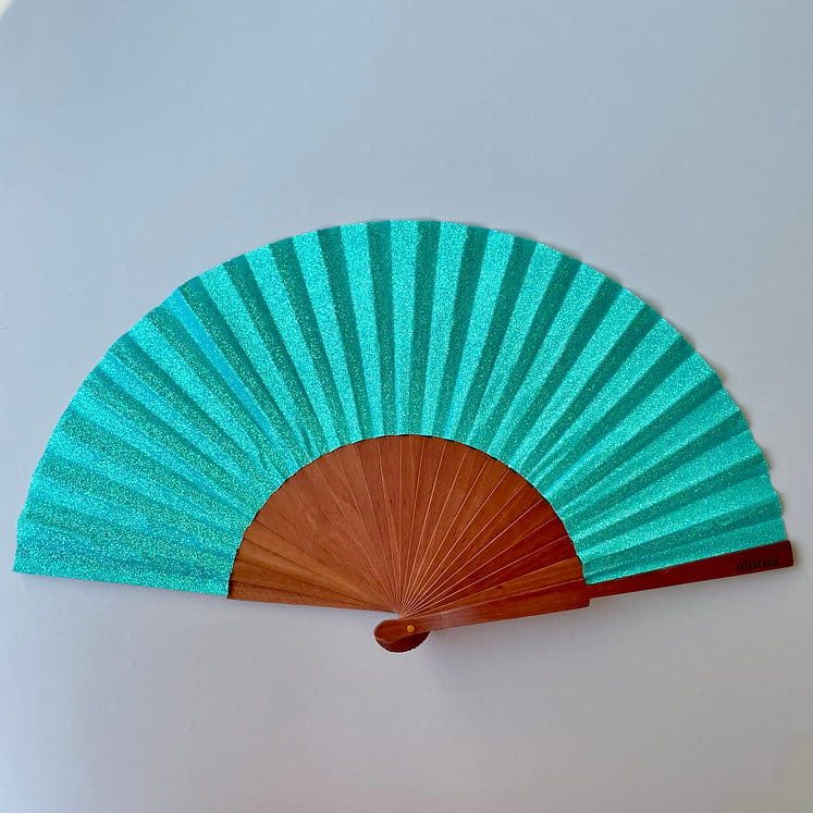 Éventail foncé pailletés - Turquoise