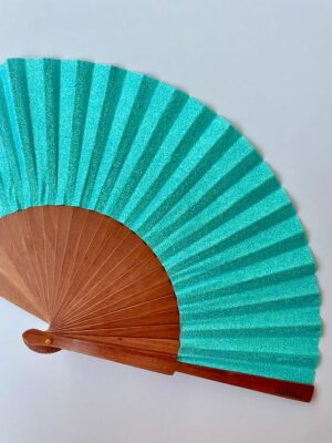 Éventail foncé pailletés - Turquoise