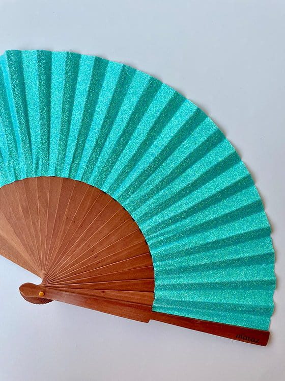 Éventail foncé pailletés - Turquoise – Image 2