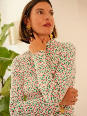Top Roulottées - Mini fleur rose