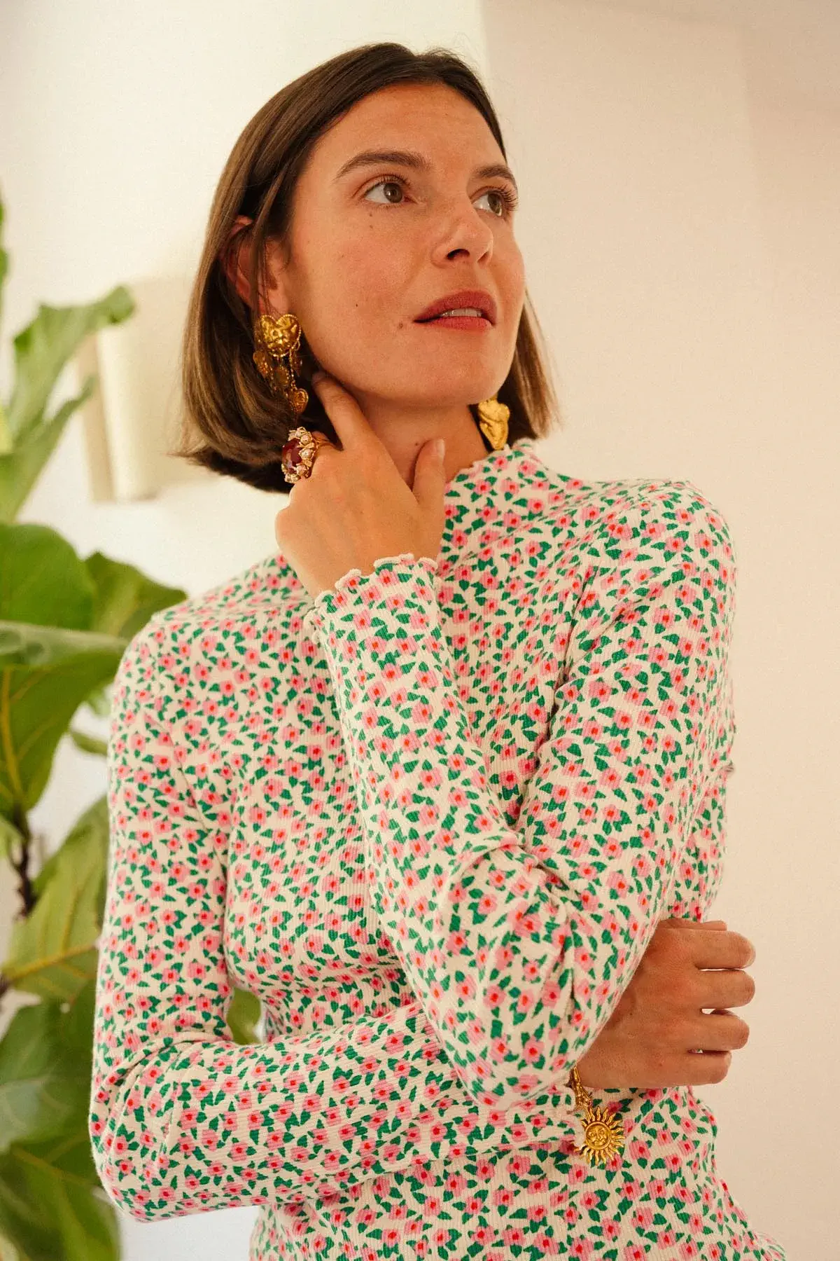 Top Roulottées - Mini fleur rose