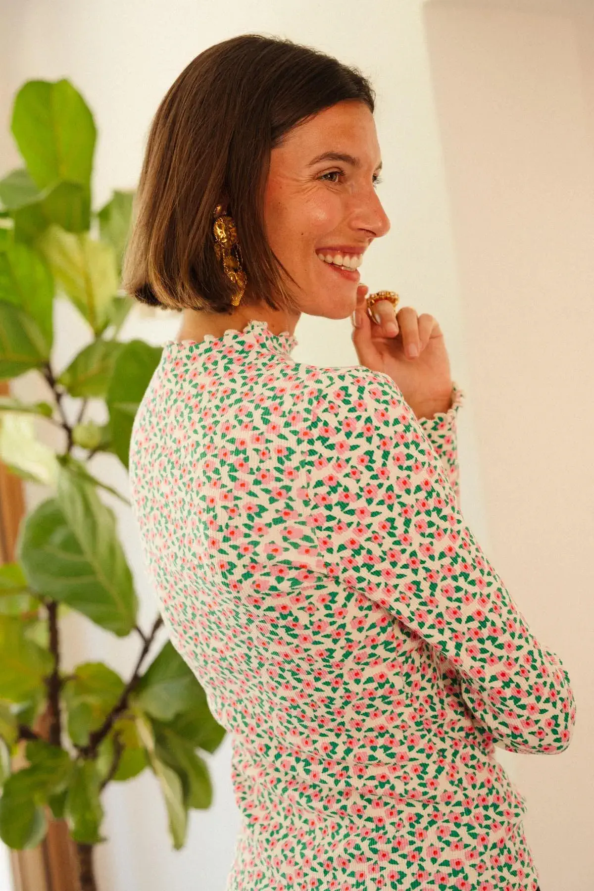 Top Roulottées - Mini fleur rose – Image 3