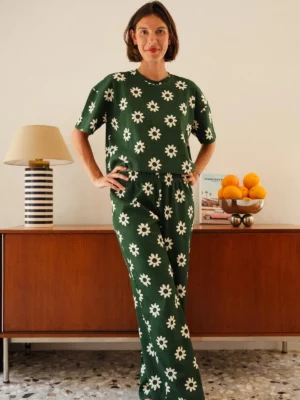 PYJAMA LONG Gaufré Dahlia vert
