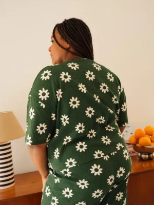 PYJAMA LONG Gaufré Dahlia vert
