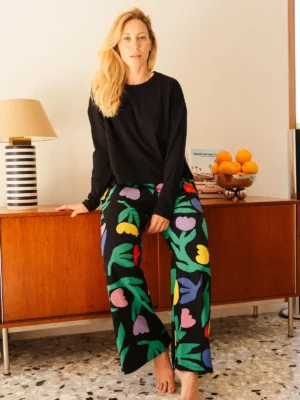 PYJAMA LONG Tulipia noir - Manches longues