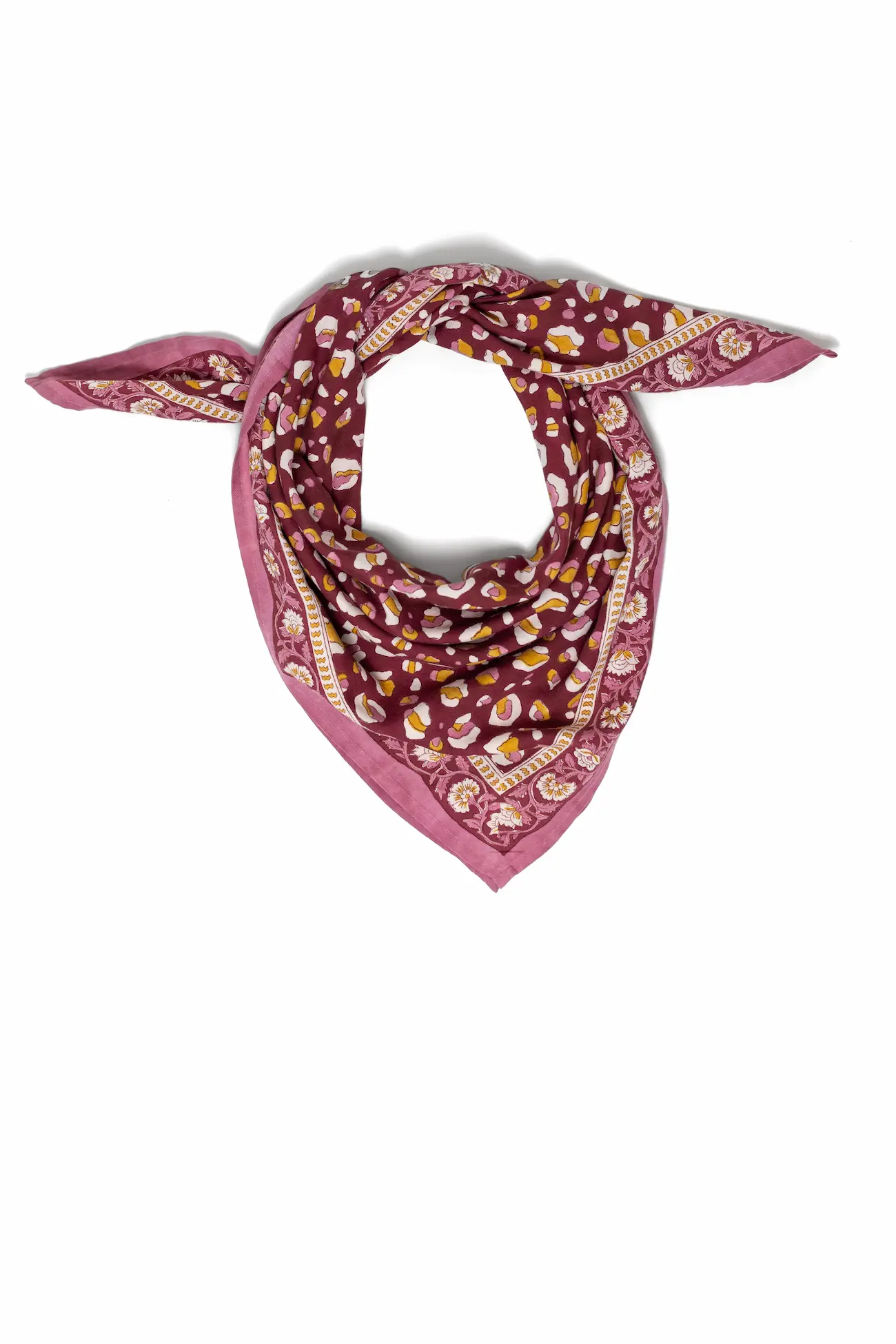 Foulard 100x100 - Rosa léopard bordeaux – Image 4