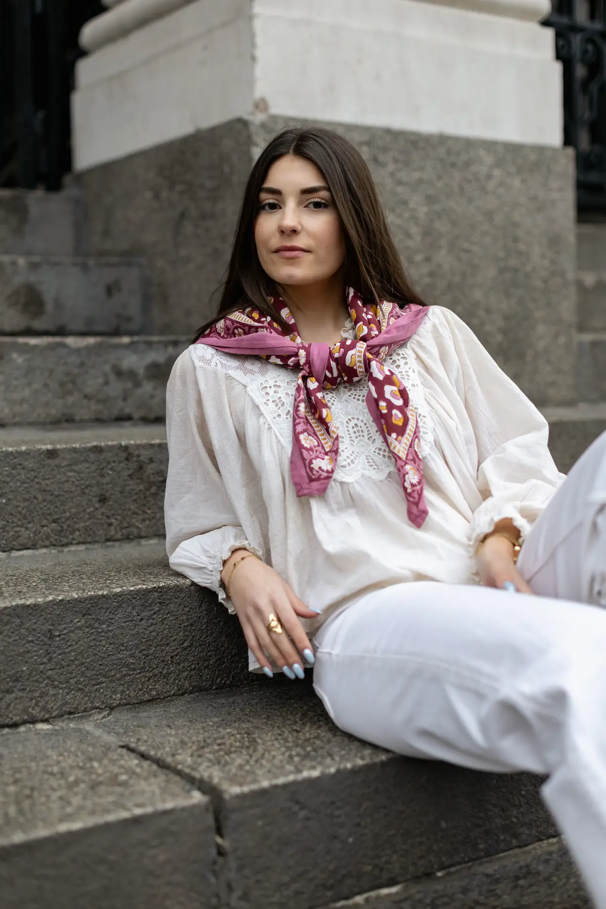 Foulard 100x100 - Rosa léopard bordeaux – Image 3