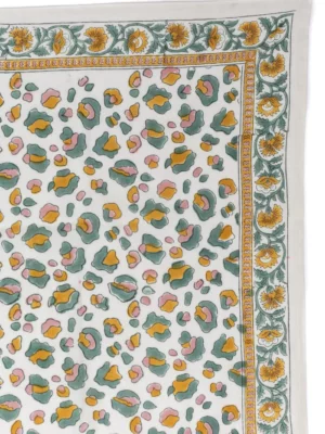 Foulard 100x100 - Rosa léopard sauge