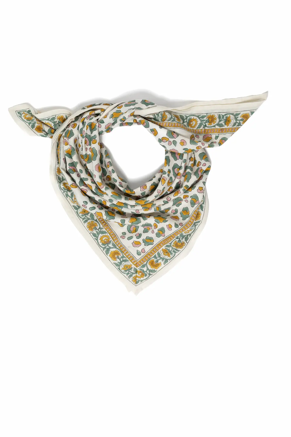 Foulard 100x100 - Rosa léopard sauge – Image 4