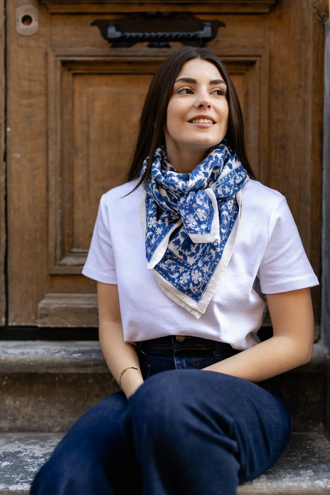 Foulard 100x100 - Serena bleu