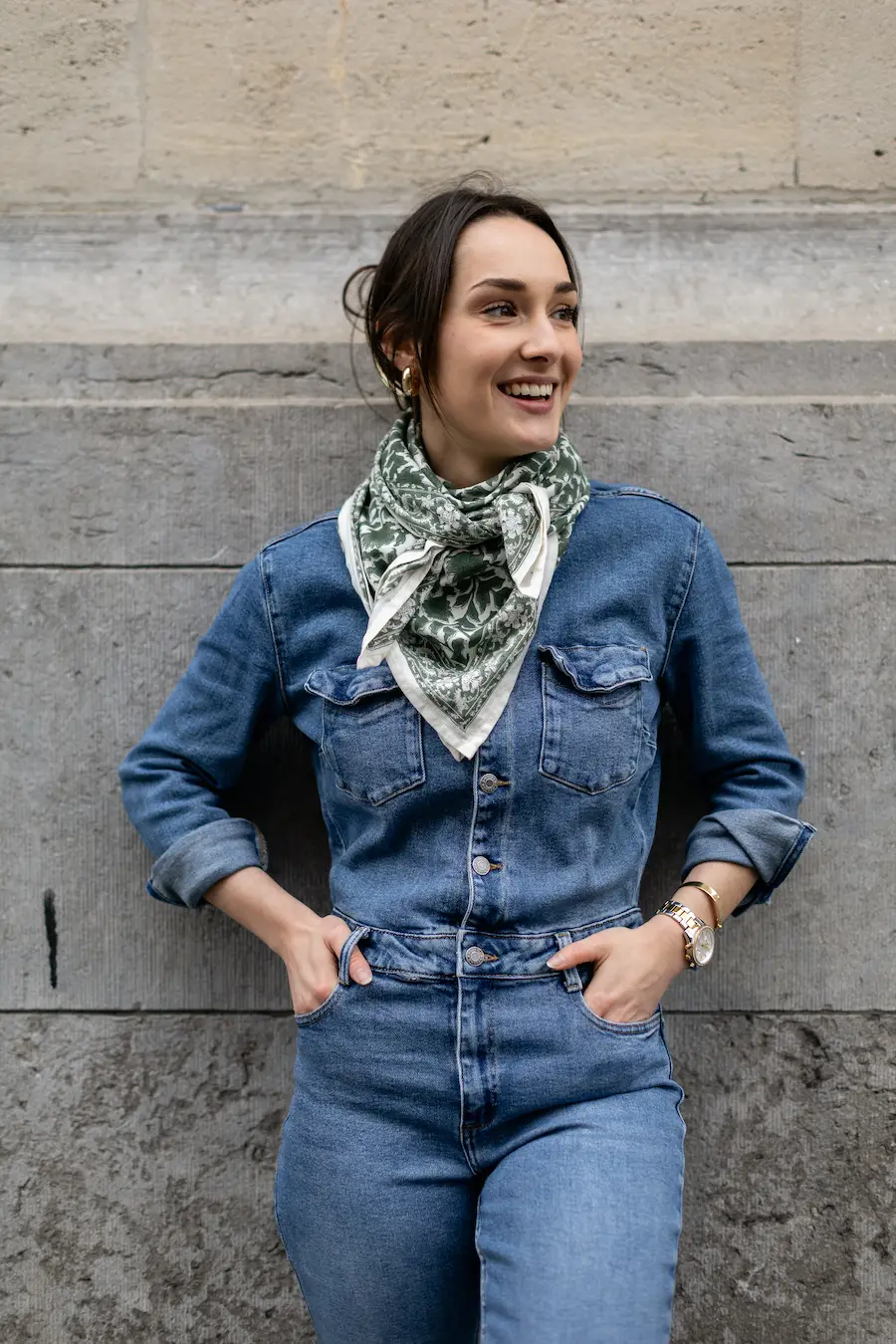 Foulard 100x100 - Serena kaki – Image 3