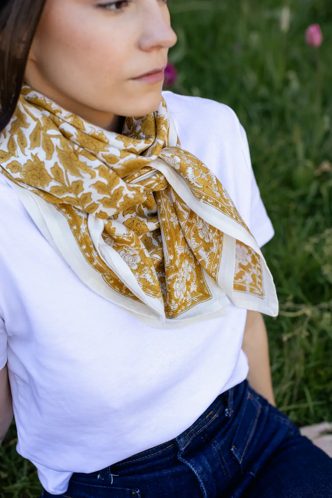Foulard 100x100 - Serena ocre