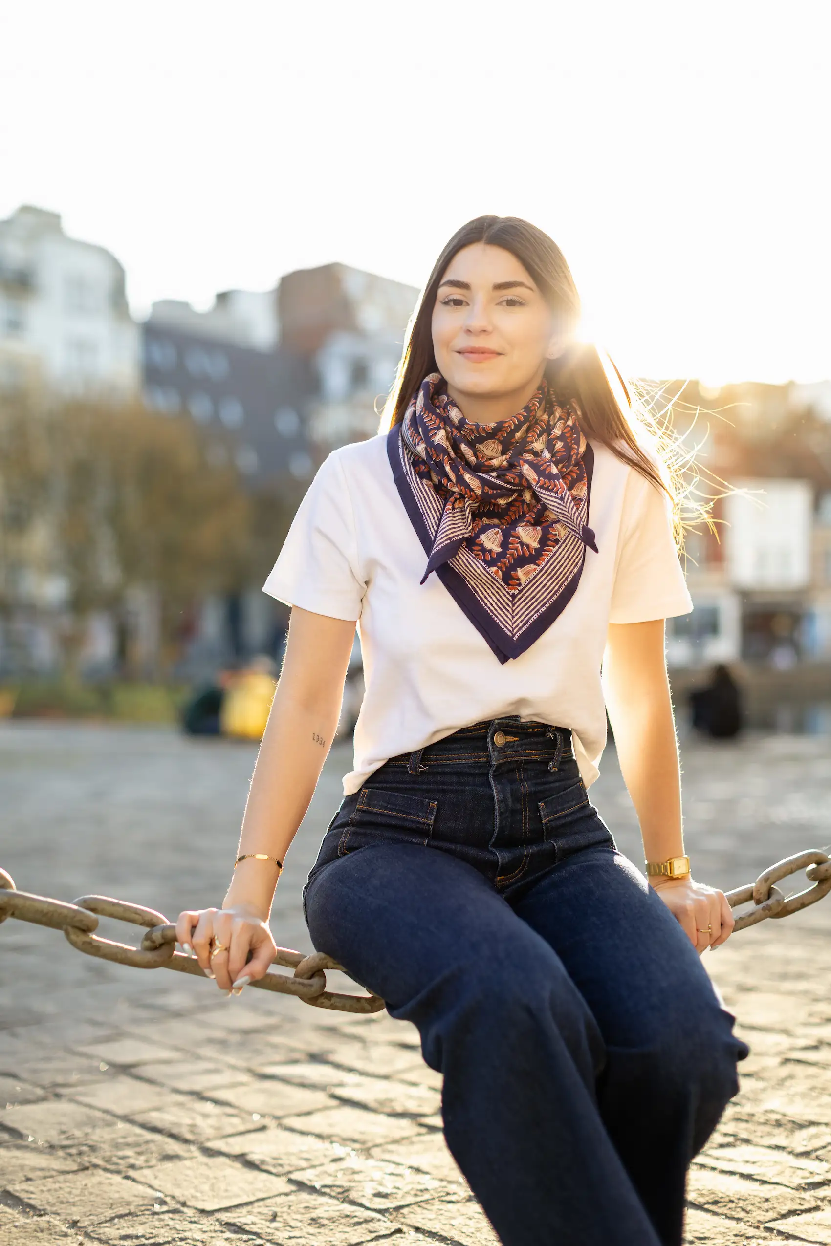 Foulard 100x100 - Simone marine – Image 3
