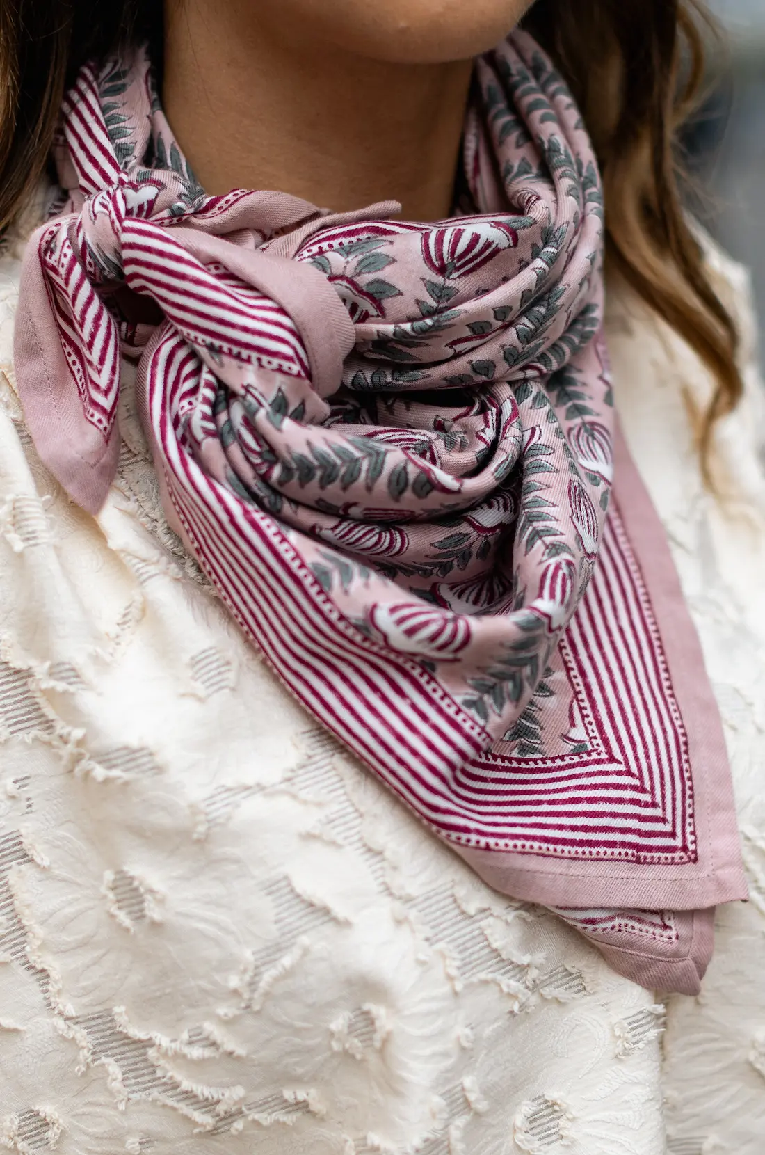 Foulard 100x100 - Simone rose