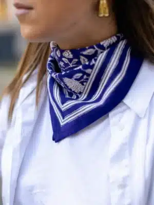 Foulard 50x50 - Frida bleu indigo
