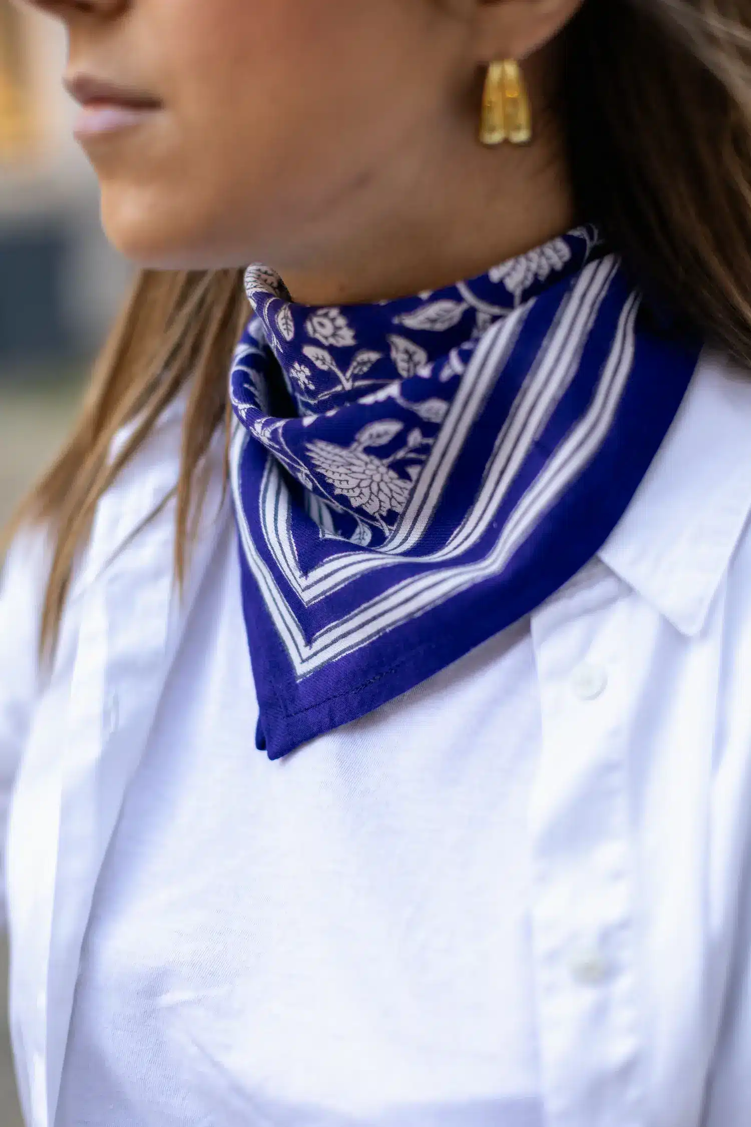 Foulard 50x50 - Frida bleu indigo