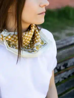 Foulard 50x50 - Jeanne vichy ocre