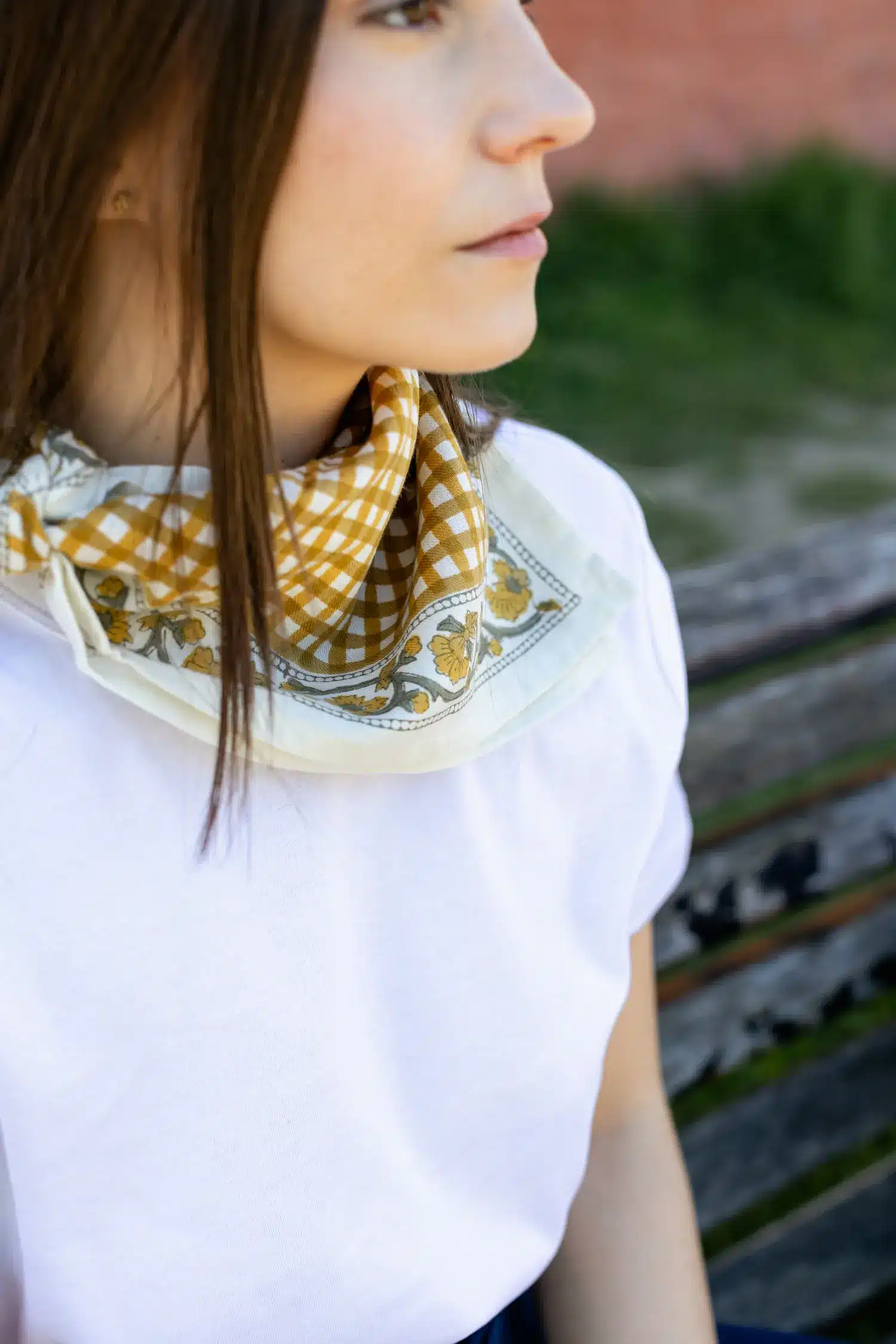 Foulard 50x50 - Jeanne vichy ocre