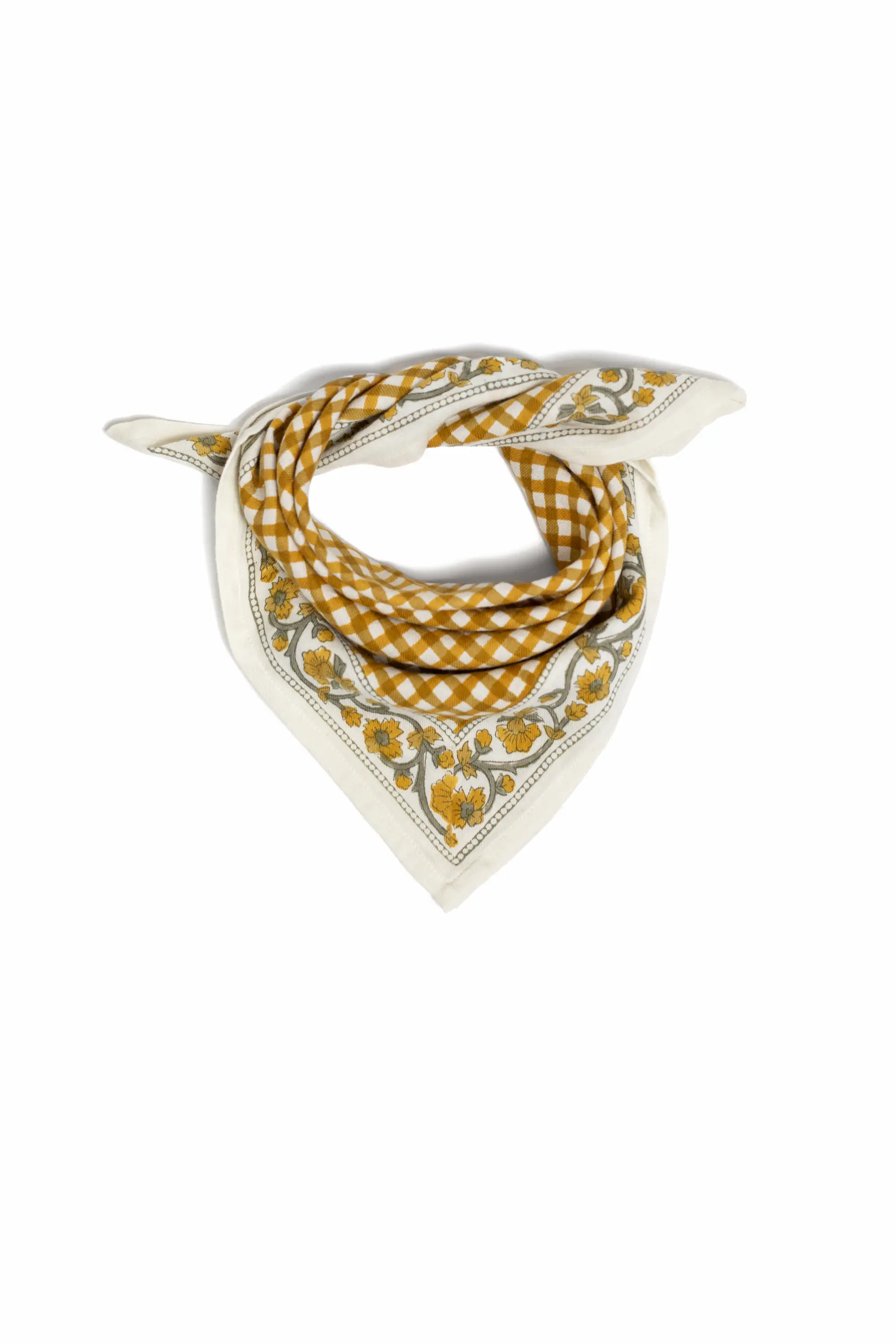 Foulard 50x50 - Jeanne vichy ocre – Image 4