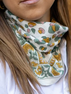 Foulard 50x50 - Rosa léopard sauge