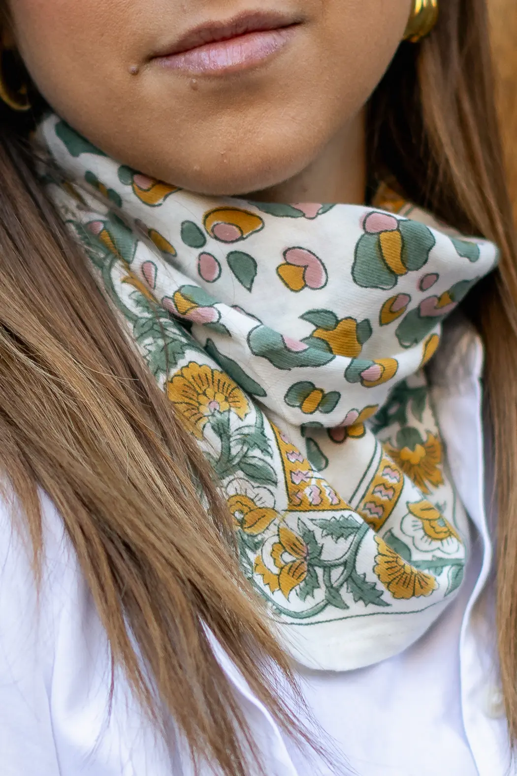 Foulard 50x50 - Rosa léopard sauge