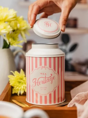 Boîte en métal pour thé - Rayée