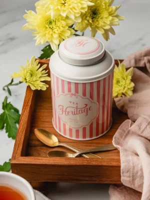 Boîte en métal pour thé - Rayée