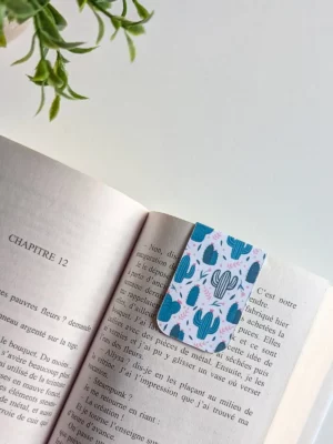 Marque-Page Magnétique – Cactus et fleurs roses